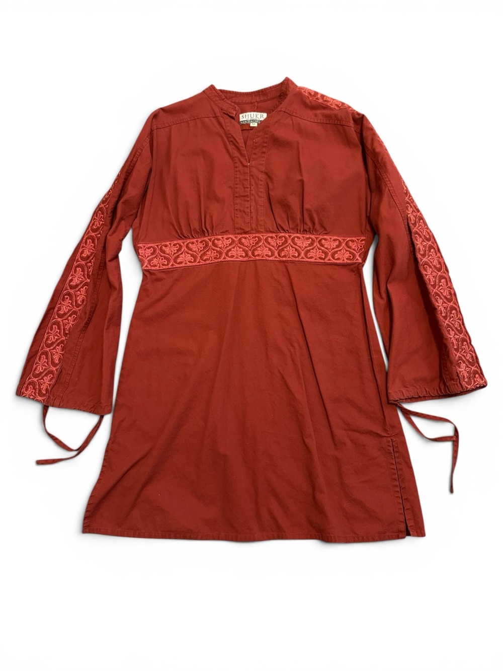 SHUKR Rust‎ Embroidered Tunic Dress